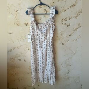 🌸 Rosie Posie Floral Midi Dress – Size Large – NWT Spring Summer Sleeveless Slit